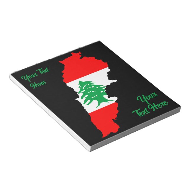 Bloc-note Carte du Liban avec drapeau (Incliné)