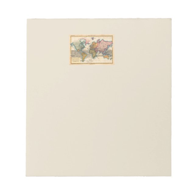 Bloc-note Carte du Monde 1780 Bonne Antique Planisphère  (Devant)