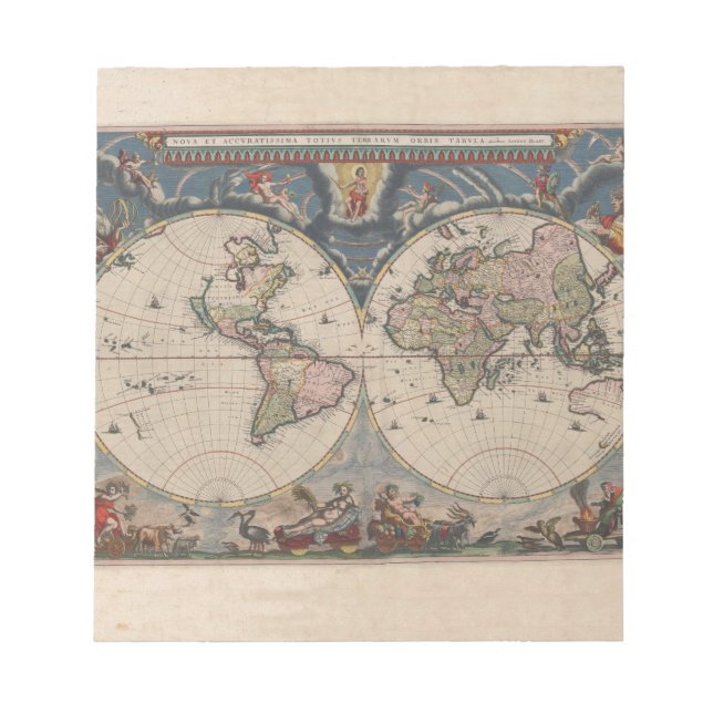 Bloc-note Carte du monde antique : Art de la cartographie hi (Devant)