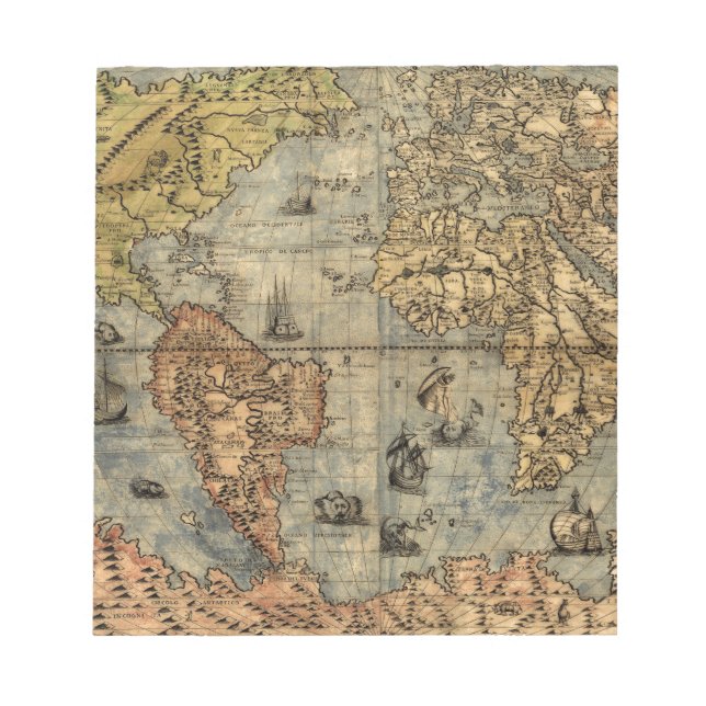 Bloc-note Carte du monde Forlani Antiquev 1565 Renaissance (Devant)