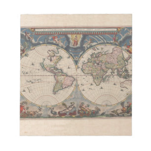 Bloc-note Carte du monde Globe Travel Antique