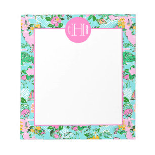 Bloc-note Carte Floride Preppy Palm Beach Motif Monogrammé