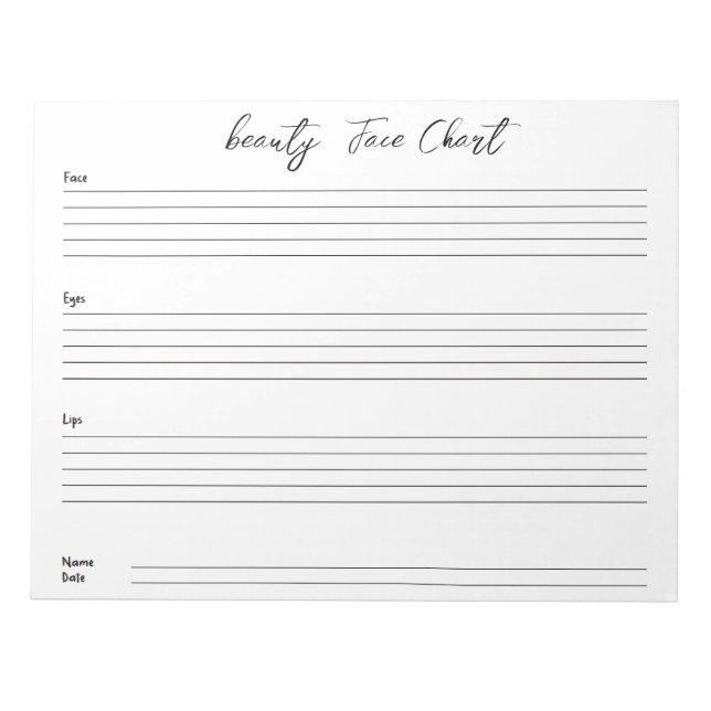 Bloc-note Carte graphique faciale de maquillage professionne (Devant)