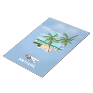 Bloc-note Carte illustrée d'Antigua affiche de voyage