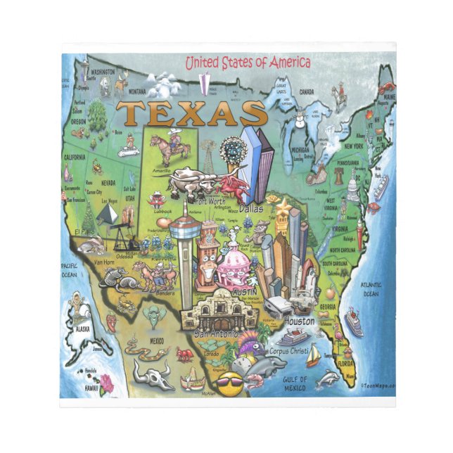 Bloc-note Carte Texas USA (Devant)