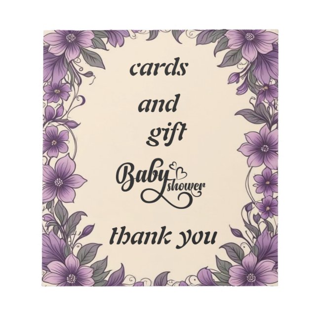 Bloc-note cartes baby shower (Devant)