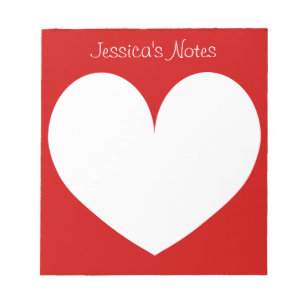 Bloc-note Cartes de notes personnalisées en forme de coeur 