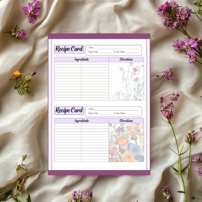 Bloc-note Cartes de recettes du Jardin Violet en Fleur (Créateur téléchargé)