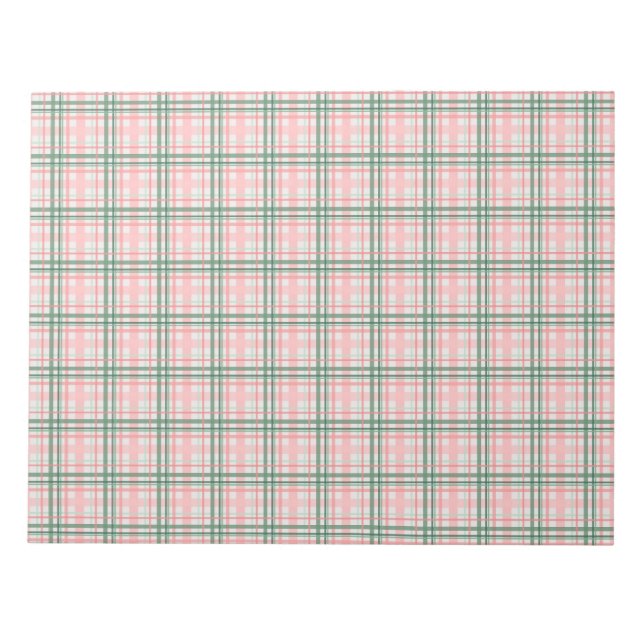 Bloc-note Cartes Vacances Tartan Rose Et Vert (Devant)