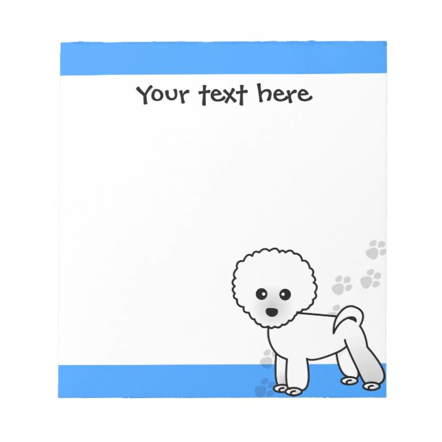 Bloc-note Carton sur mesure Bichon Frise - Pawprint Blue (Devant)