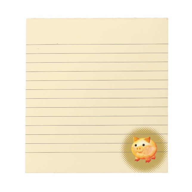 Bloc-note Cartoon mignon Bébé Peinture de porc Lint (Devant)