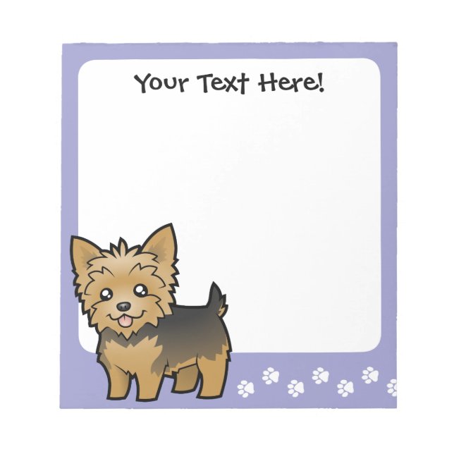 Bloc-note Cartoon Yorkshire Terrier (cheveux courts sans arc (Devant)