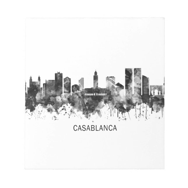 Bloc-note Casablanca Maroc Skyline BW (Devant)