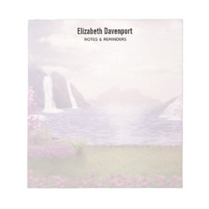 Bloc-note Cascades et cerisiers autour d'un lac