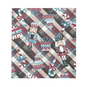 Bloc-note Casse-Noisette de Noël Carreaux Bleu Bourgogne