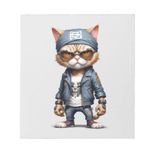 Bloc-note Cat Biker Rebel en cuir Jacket Cool Style urbain