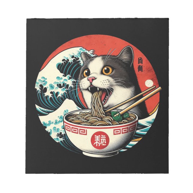 Bloc-note Cat Ramen Japanese Art Vintage Style (Devant)