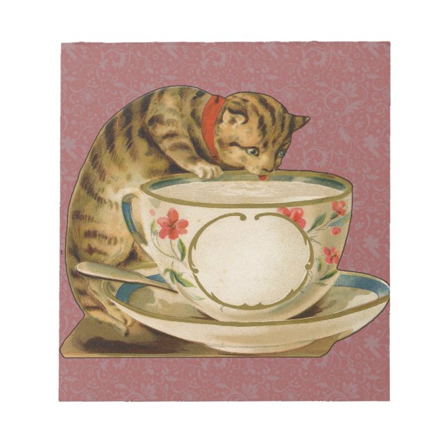 Bloc-note Cat Teacup Cute Vintage Victorien (Devant)
