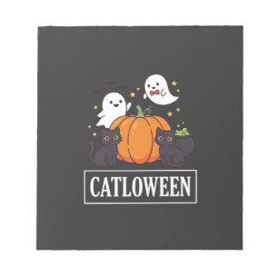 Bloc-note Catloween Drôle Chat Halloween Fantôme Citrouille