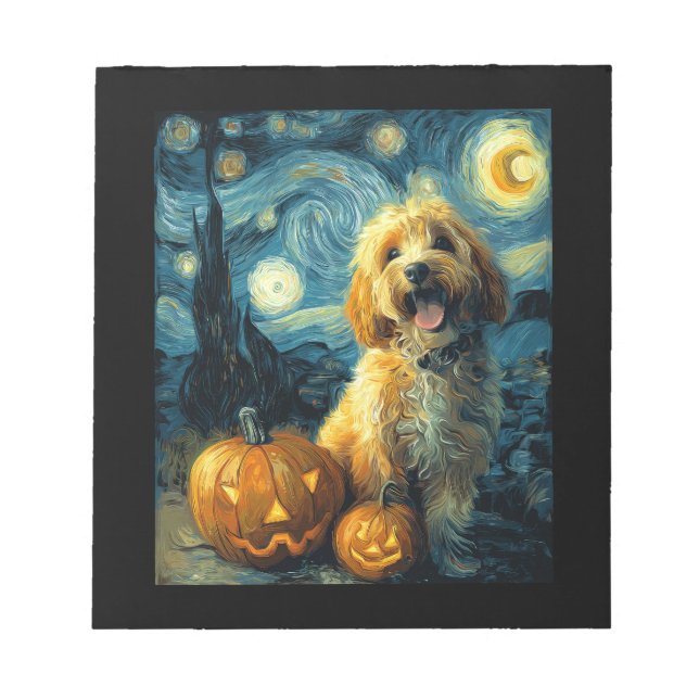 Bloc-note Cavapoo Chien Mignon Halloween Jack O Lantern Citr (Devant)