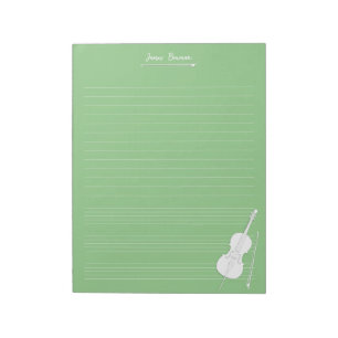 Bloc-note Cello & Bow blanc Classe de musique personnalisée
