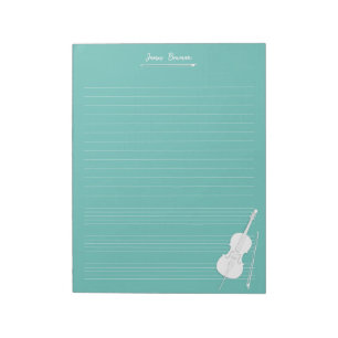 Bloc-note Cello & Bow blanc Classe de musique personnalisée
