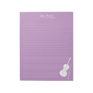 Bloc-note Cello & Bow blanc Classe de musique personnalisée 