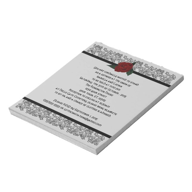Bloc-note Celtic Knot Infinity Rose Goth Wedding Invitation (Tourné)