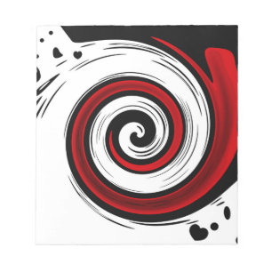 Bloc-note Cercle liquide torse moderne noir rouge blanc coul