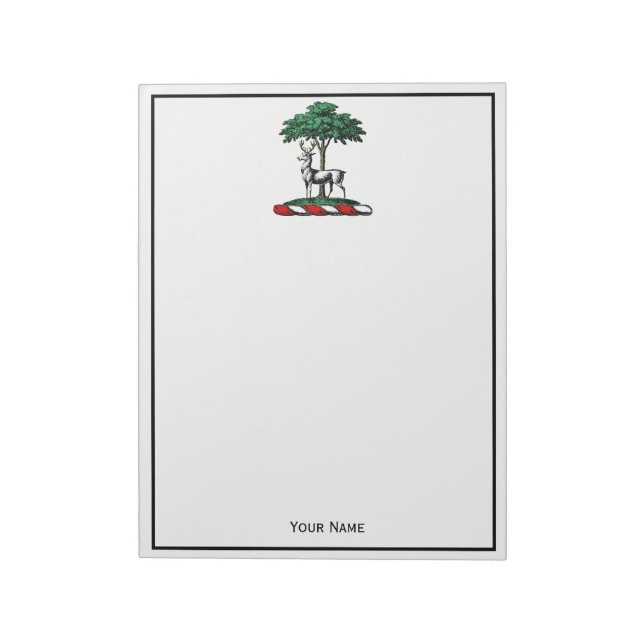 Bloc-note Cerf Daim devant un Arbre Emblème de Blason Crête  (Tourné)