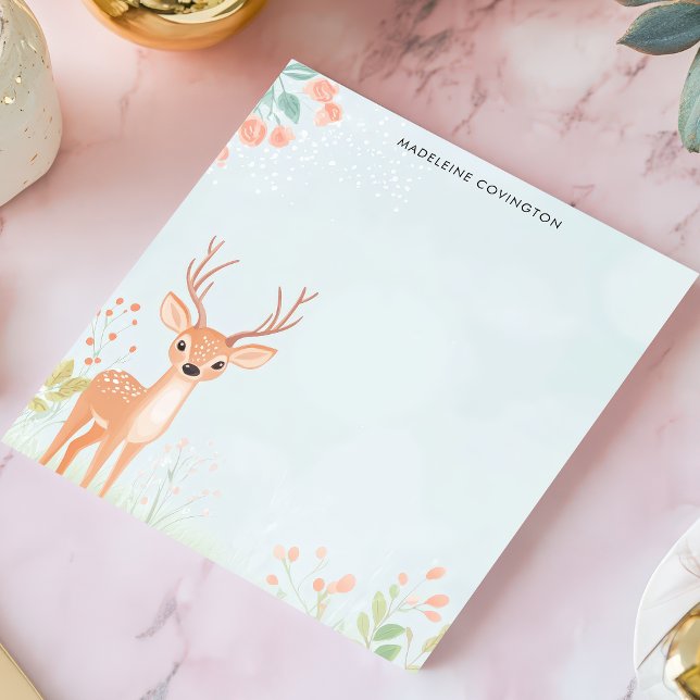 Bloc-note Cerf Faon Mignon Bois Personnalisé Nom (Créateur téléchargé)