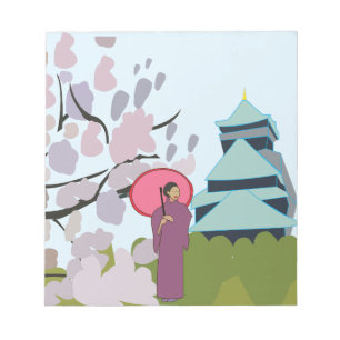 Bloc-note Cerisier en Fleur Geisha Kimono Japon