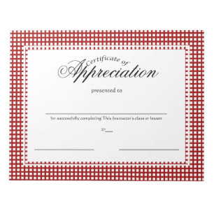 Bloc-note Certificats d'appréciation