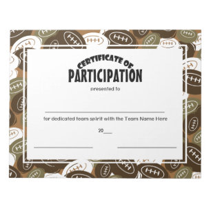 Bloc-note Certificats de participation au football