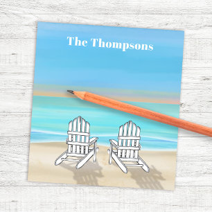 Bloc-note Chaises Adirondack Océan Aquarelle Bord de Mer