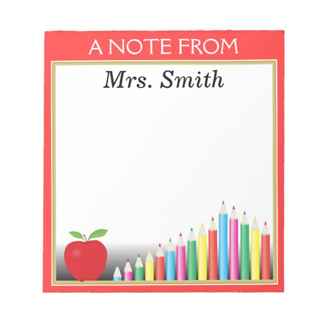 Bloc-note Chalkboard & Crayons Colorés Note de l'enseignant (Devant)