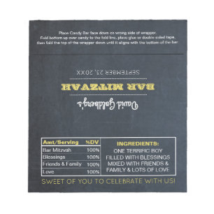Bloc-note Chalkboard Golden Bar Mitzvah Candy Wrappers