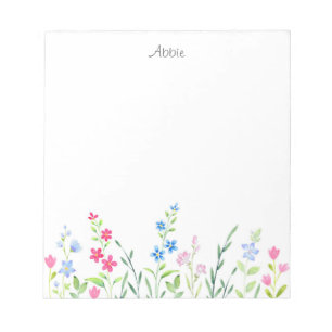Bloc-note Champ de Fleurs sauvages d'aquarelle mixte