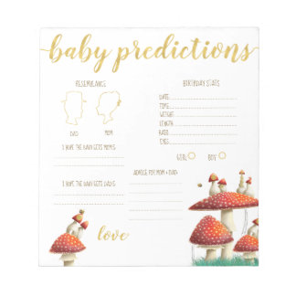 Bloc-note Champignons & abeilles prédictions bébé jeu de dev