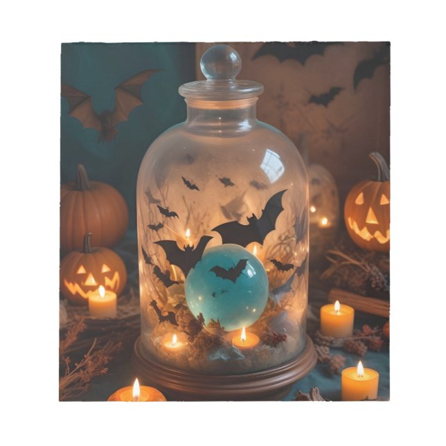 Bloc-note Chandelles Citrouilles d'Halloween Cute Éffrayant  (Devant)