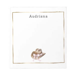 Bloc-note Chapeau de cowgirl à ruban rose personnalisé