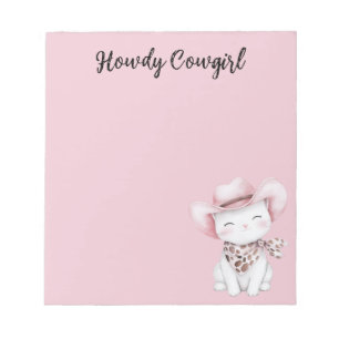 Bloc-note Chapeau de cowgirl rose chat