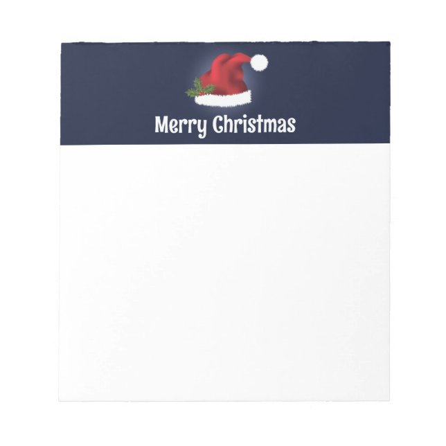 Bloc-note Chapeau de Père Noël rouge avec houx de Noël et te (Devant)