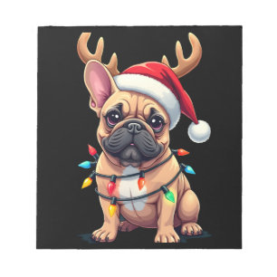 Bloc-note Chapeau de Santa drôle de chien bouledogue françai