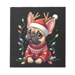 Bloc-note Chapeau de Santa drôle de chien bouledogue françai