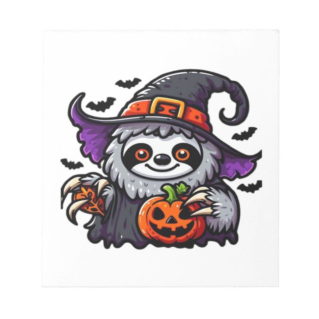 Bloc-note Chapeau de sorcière de paresseux d'Halloween effra (Devant)