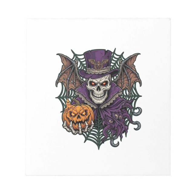 Bloc-note Chapeau Haut de Forme de Crâne de Halloween Chauve (Devant)