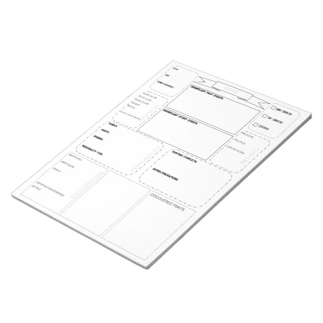 Bloc-note Character Sheet Notepad (Incliné)