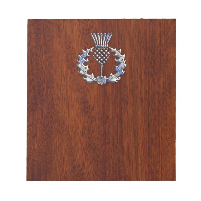 Bloc-note Chardon écossais en chrome et bois d'acajou élégan (Devant)