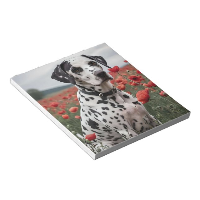 Bloc-note Charmant Chien De Dalmation Dans Le Champ De Pavot (Incliné)
